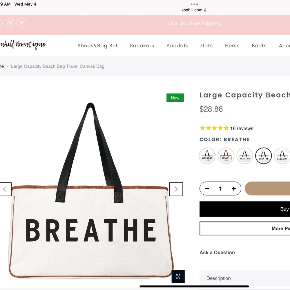 breathe santa barbara beach bag